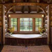 Bathroom in a wooden house