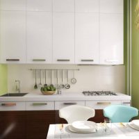 Décoration murale verte dans une petite cuisine