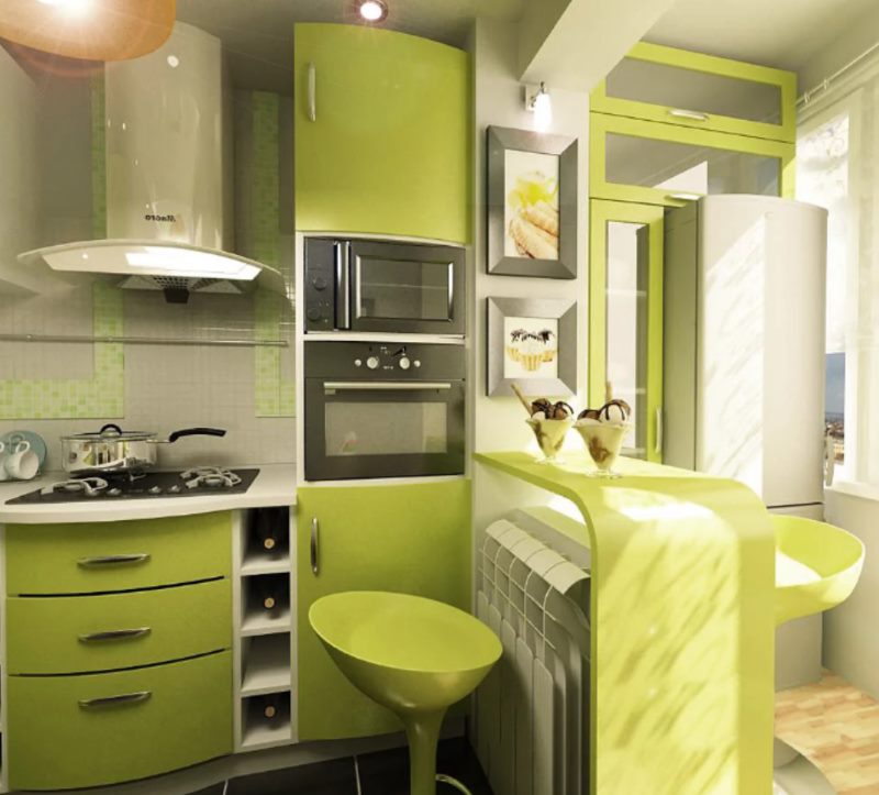Cuisine vert clair dans un style moderne