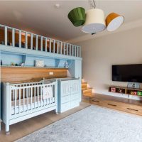 Chandelier in the nursery with original shades