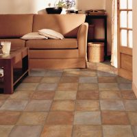 Ceramic floor in the living room of a country house