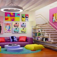 Posters in the living room pop art style.