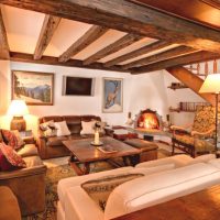 Wooden beamed living room lighting