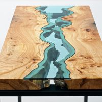 Beautiful coffee table made of wood and glass