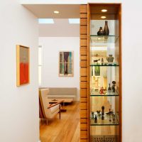 Glass shelves in the interior of the hallway