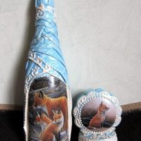 Decor glass bottle cloth with a picture