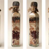 Cereals and legumes inside a glass bottle
