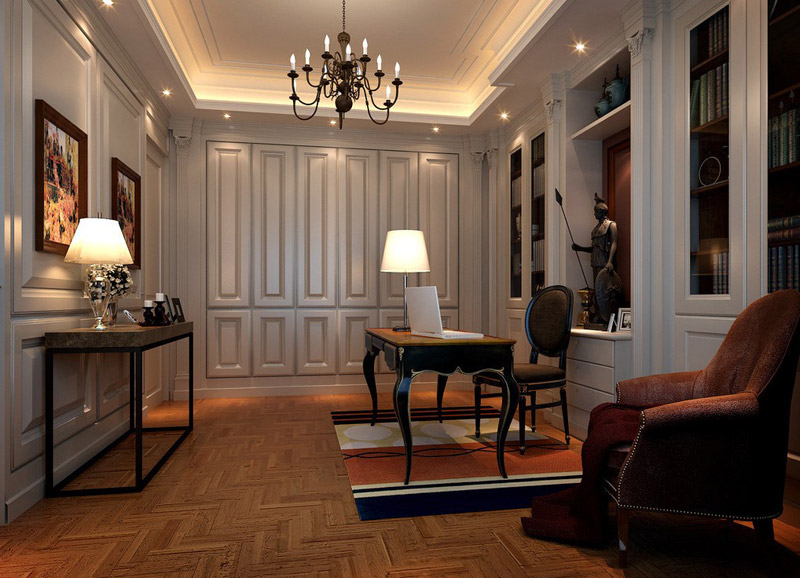 Intérieur de cabinet dans un appartement de deux pièces de 60 m²