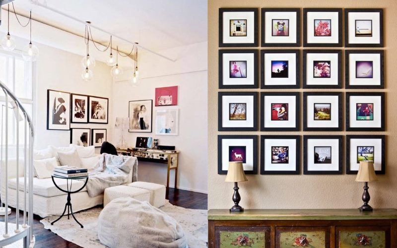 Décoration avec des peintures des murs d'un immeuble résidentiel