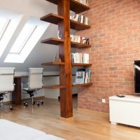 Wooden rack with shelves for books