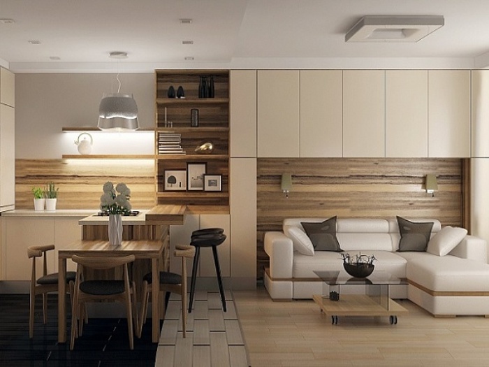 Zonage de la cuisine-salon.